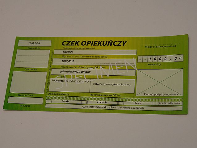 Projekt czeku opiekuńczego