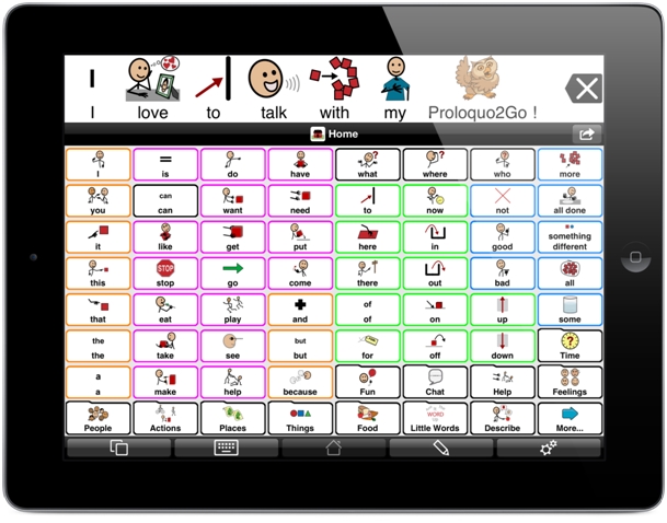 iPad z otworzoną aplikacją Proloquo2Go