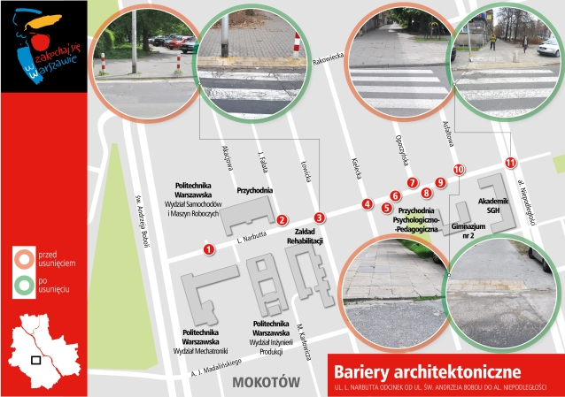 plan zmiany przejść dla pieszych na Mokotowie w Warszawie