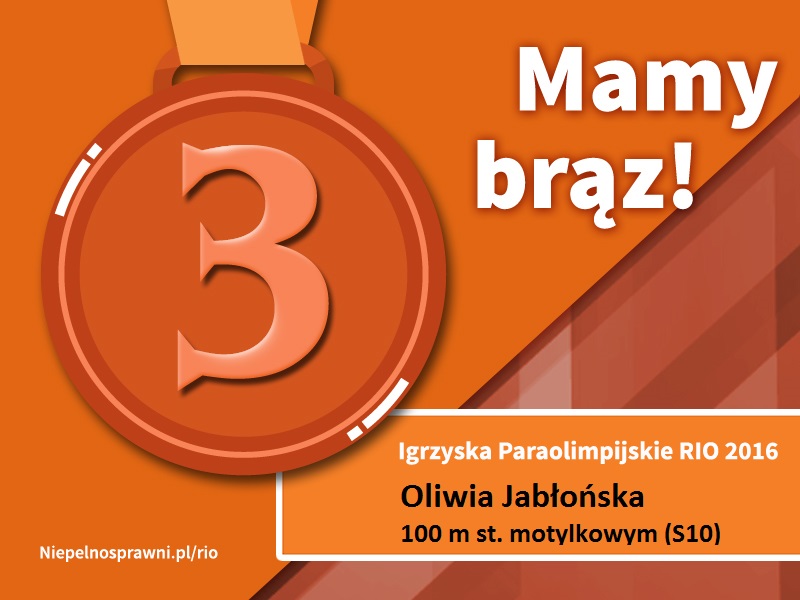 Grafika z napisem: mamy brąz i nazwiskiem Oliwia Jabłońska