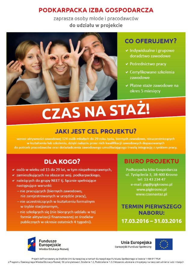 plakat projektu Czas na staż