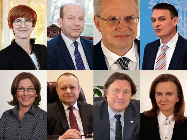 ośmiu polityków: Elżbieta Rafalska, Konstanty Radziwiłł, Krzysztof Michałkiewicz, Wojciech Kaczmarczyk, Beata Mazurek, Jarosław Duda, Robert Kwiatkowski, Gertruda Uścińska