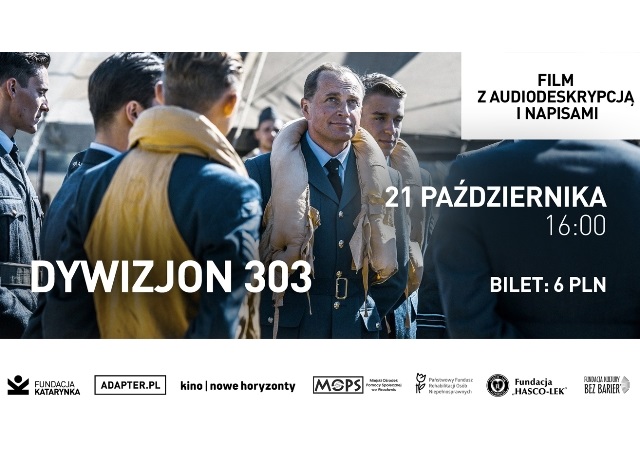 Plakat filmu Dywizjon 303, gdzie stoją lotnicy i patrzą w niebo