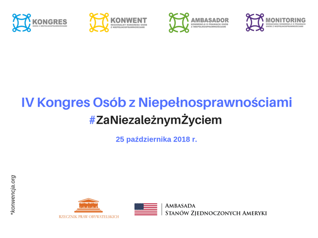 Napis IV Kongres Osób z Niepełnosprawnościami