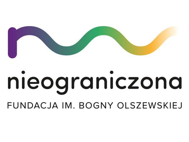 logo Fundacji Nieograniczona - falowana kreska, wypełniona kolorami tęczy