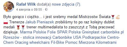 Wpis Rafała Wilka na Facebooku. Opis alternatywny poniżej obrazka