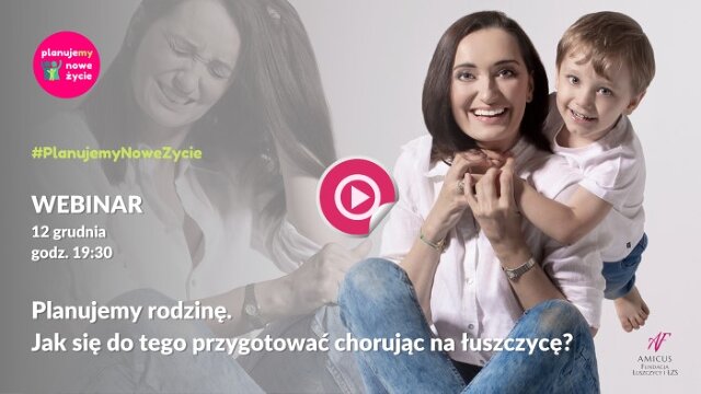 kobieta z dzieckiem na plecach i dane o webinarium 12.02