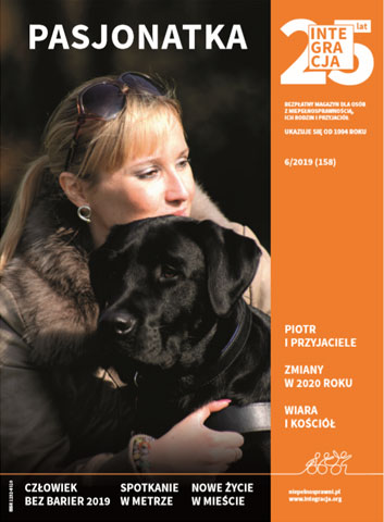 okładka numer 6/2019 magazynu Integracja z Dorotą Ziental i jej psem przewodnikiem