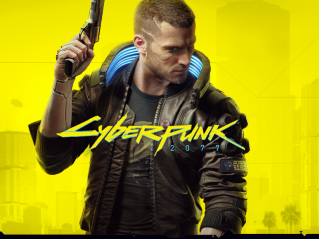 okładka gry mężczyzna z rewolwerem w ręce napis cyberpunk 2077