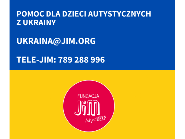 Logo Fundacji JiM na tle ukraińskiej flagi