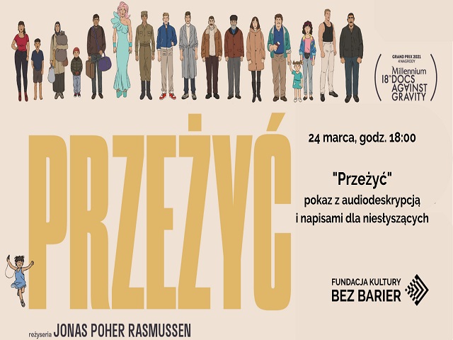 Plakat promujący pokaz filmu "Przeżyć".