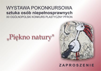 plakat promujący wystawę piękno natury  - tytul wystawy i konkursu oraz jedna z prac konkursowych