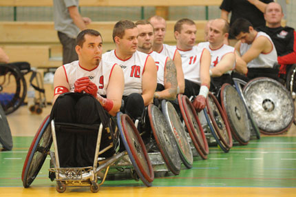 Drużyna rugbystów na wózkach. Fot.: Stowarzyszenie Sportu Osób Niepełnosprawnych